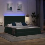 vidaXL Lit de rangement LED avec matelas Vert foncé 180 x 200 cm