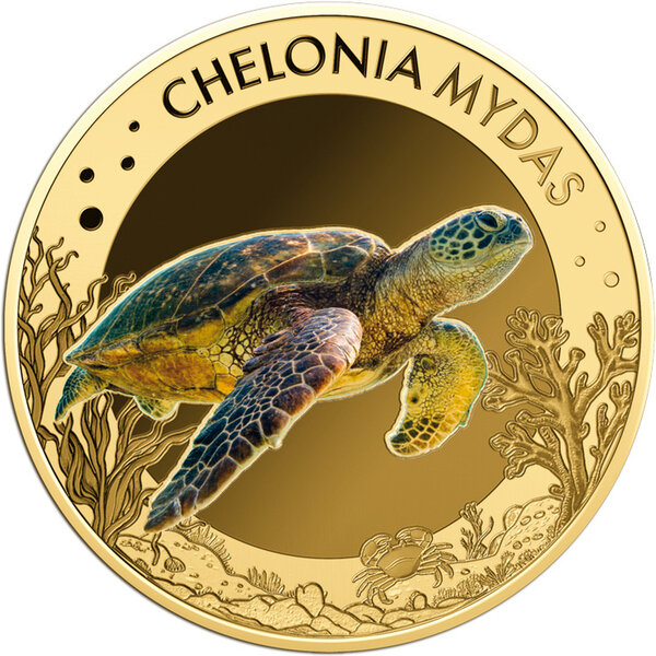 Monnaie GREEN SEA TURTLE Sea Creatures 1/1000 Oz Or 3000 Francs Chad