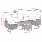 vidaXL Ensemble de canapé de jardin avec coussin 8 Pièces Gris Poly rotin