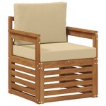 vidaXL Canapé d’extérieur Bois d'acacia massif et polyester Naturel