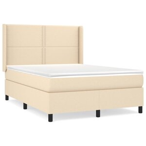 vidaXL Sommier à lattes de lit avec matelas Crème 140x200 cm Tissu