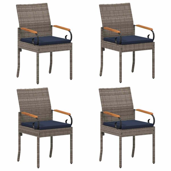 vidaXL Chaises de jardin 4 pc Gris et bleu marine
