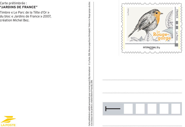 Carte postale prétimbrée - Parc de la Tête d'Or - Lyon - International