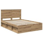 vidaXL Cadre de lit Chêne artisan 150 x 200 cm Bois de pin massif