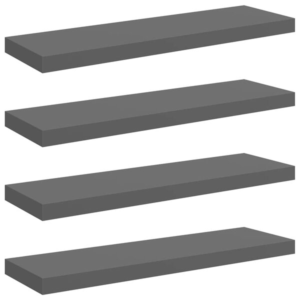 vidaXL Étagère murale flottante 4 Pièces Gris brillant 80x23 5x3 8 cm MDF