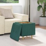 vidaXL Pouf de rangement avec coussin Vert foncé 40 x 40 x 45 cm tissu
