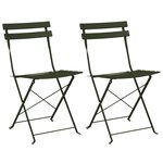 Chaises de jardin pliantes vidaXL 2 Pièces Vert foncé Acier