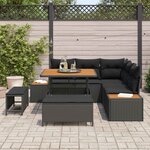 vidaXL Ensemble de canapé de jardin avec coussin 8 Pièces Noir