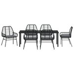 vidaXL Ensemble de salle à manger de jardin 7 pièces avec coussins Noir Poly Rattan
