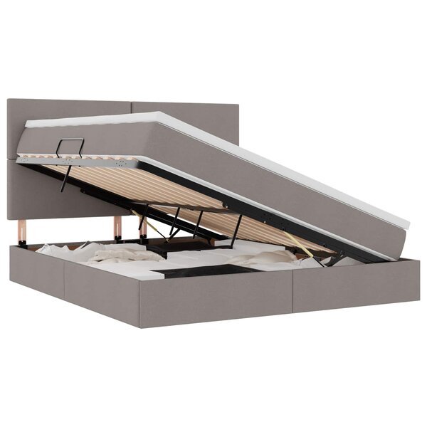 vidaXL Lit avec rangement et matelas Taupe 180 x 200 cm tissu