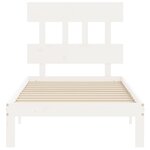 vidaXL Cadre de lit avec tête de lit blanc 90x200 cm bois massif