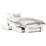 vidaXL Cadre de lit avec tiroir Blanc 100 x 200 cm Bois massif en pin