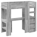 vidaXL Cadre de lit superposé avec bureau Gris Sonoma 75 x 190 cm