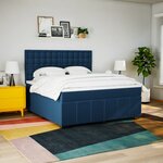 vidaXL Sommier à lattes de lit avec matelas Bleu 180x200 cm Tissu