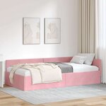 vidaXL Cadre de lit d'angle Rose 100 cm x 200 cm tissu