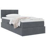 vidaXL Lit de Rangement Gris foncé 100 x 200 cm Velours