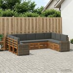 vidaXL Ensemble de canapés d'extérieur 9 pc Naturel et Anthracite