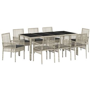 vidaXL Ensemble de salle à manger pour jardin 9 Pièces Gris clair