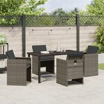 vidaXL Ensemble de jardin de 5 pièces avec coussins en rattan poly gris