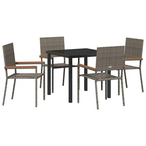 vidaXL Ensemble de salle à manger pour jardin 5 Pièces Gris Poly rotin