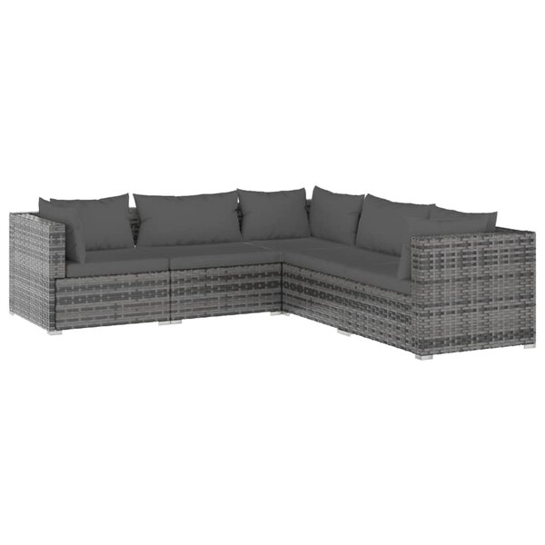 Salon de jardin meuble d'extérieur ensemble de mobilier 5 pièces avec coussins résine tressée gris 02_0016447