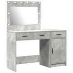 Ensemble de coiffeuse 2 pièces avec LED en bois d'ingénierie gris béton