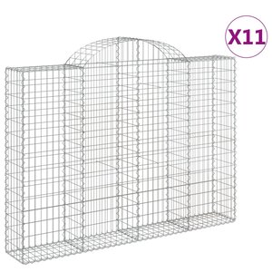 vidaXL Paniers à gabions arqués 11 Pièces 200x30x140/160 cm Fer galvanisé