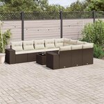 vidaXL Salon de jardin et coussins 11 Pièces marron résine tressée