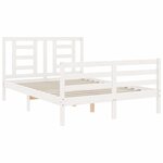 vidaXL Cadre de lit avec tête de lit blanc 140x200 cm bois massif