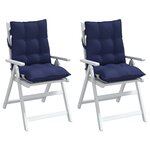 vidaXL Coussins de chaise à dossier bas lot de 2 bleu marine