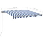 vidaXL Auvent rétractable automatique et poteaux 3x2 5 m Bleu et blanc