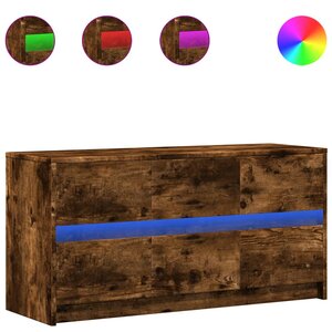 vidaXL Meuble TV avec LED chêne fumé 100x34x50 cm bois d'ingénierie