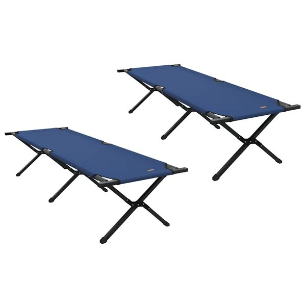 vidaXL Lit de camping pliant 2 Pièces Bleu 193 x 69 x 45 cm Tissu Oxford