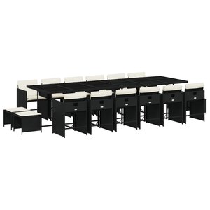 vidaXL Ensemble à manger de jardin 17 Pièces coussins noir résine tressée