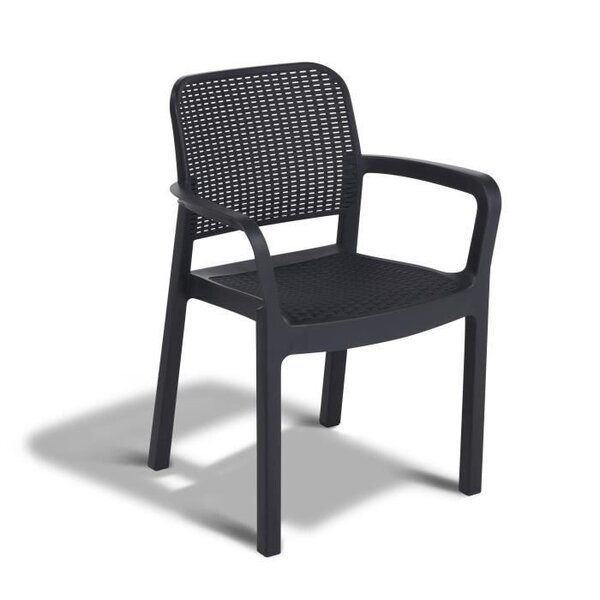Lots de 6 Fauteuils monoblocs - empilables en résine de synthese  - imitation rotin tressé rond - ALLIBERT BY KETER - SAMANNA
