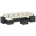 vidaXL Salon de jardin 8 Pièces avec coussins noir résine tressée