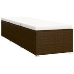 vidaXL Chaise longue de jardin table à thé 3 Pièces Résine tressée Marron