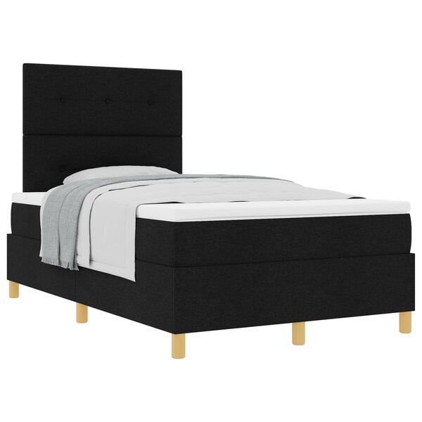 vidaXL Lit à ressorts avec matelas noir petit double en tissu