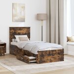 vidaXL Cadre de lit Chêne Fumé et Argent 75 x 190 cm Bois d'ingénierie