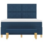 vidaXL Lit Box Spring avec Matelas & Banc Bleu 160x200 cm Tissu