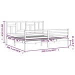 vidaXL Cadre de lit avec tête de lit gris 200x200 cm bois massif
