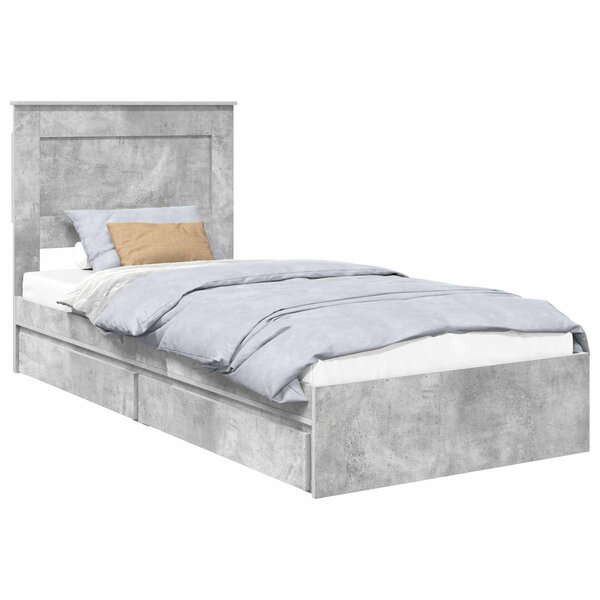 vidaXL Lit de Rangement Gris béton 100 x 200 cm Bois d'ingénierie