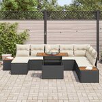 vidaXL Ensemble de canapé de jardin 9 Pièces Noir Poly rotin
