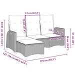 vidaXL Canapé de jardin inclinable coussins forme de L noir polyrotin