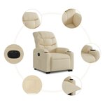 vidaXL Fauteuil inclinable électrique crème tissu