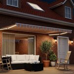 vidaXL Store rétractable manuel avec LEDs Bleu  Orange  Blanc 4 × 3 m