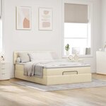 vidaXL Lit ottoman avec matelas et LED crème 140x190 cm tissu