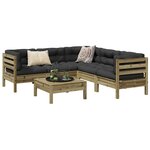 vidaXL Salon de jardin 6 Pièces avec coussins bois de pin imprégné