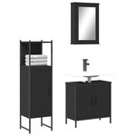 vidaXL Ensemble de meubles salle de bain 3 Pièces noir bois d'ingénierie