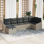 vidaXL Ensemble de canapé de jardin 7 Pièces Gris clair 55 x 62 x 69 cm